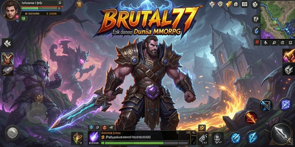 Screenshot utama menunjukkan aksi seru dalam gameplay MMORPG BRUTAL77.