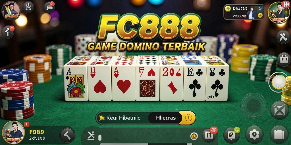 Screenshot gameplay FC888 menampilkan aksi domino yang seru.