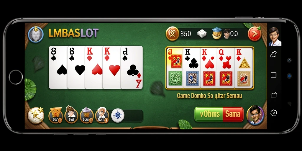 Tampilan gameplay seru LMBASLOT dengan pemain menikmati permainan Domino.