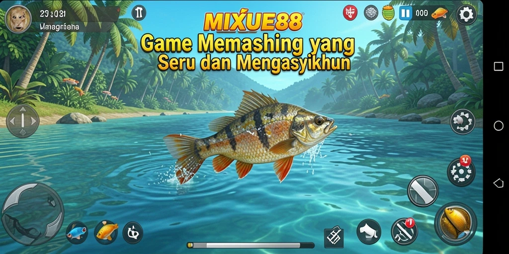 Gameplay memancing seru di MIXUE88 dengan berbagai ikan menarik.