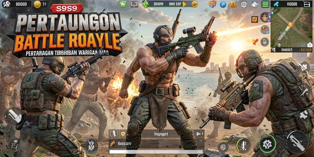 Screenshot utama S9S9 menampilkan aksi pertempuran intens.