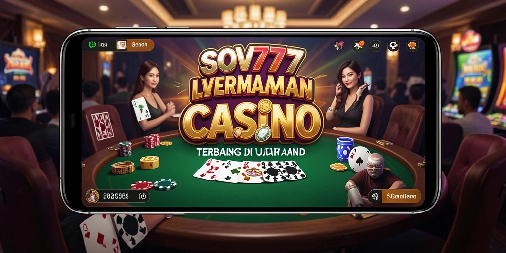 Screenshot gameplay SOV777 menampilkan dealer cantik dan suasana Live Casino yang menegangkan.