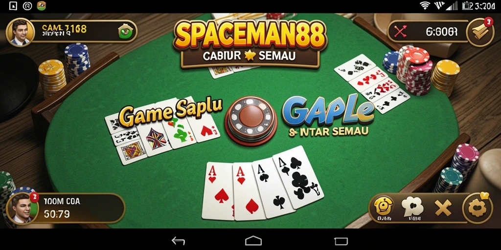 Screenshot gameplay seru SPACEMAN88 tampak menampilkan suasana permainan Gaple.